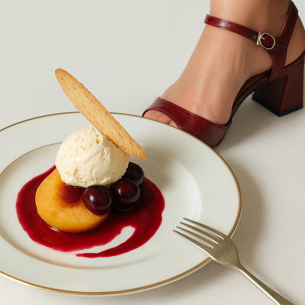 A Taste of the Savoy, A Step into Style: Peach Melba & Deep Cherry Elegance. Peach Melba with Cherries Recipe