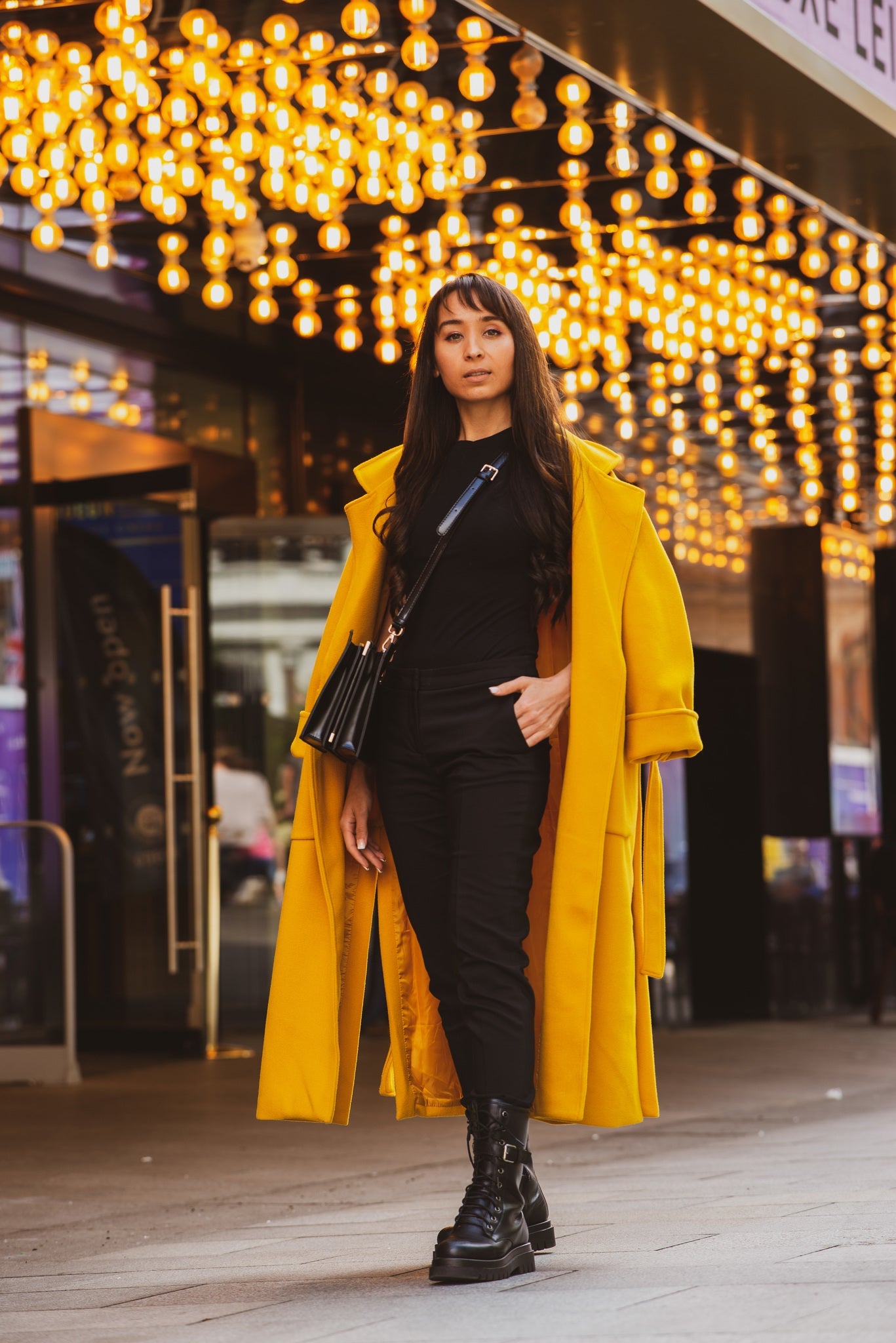 long yellow coat zalinah white