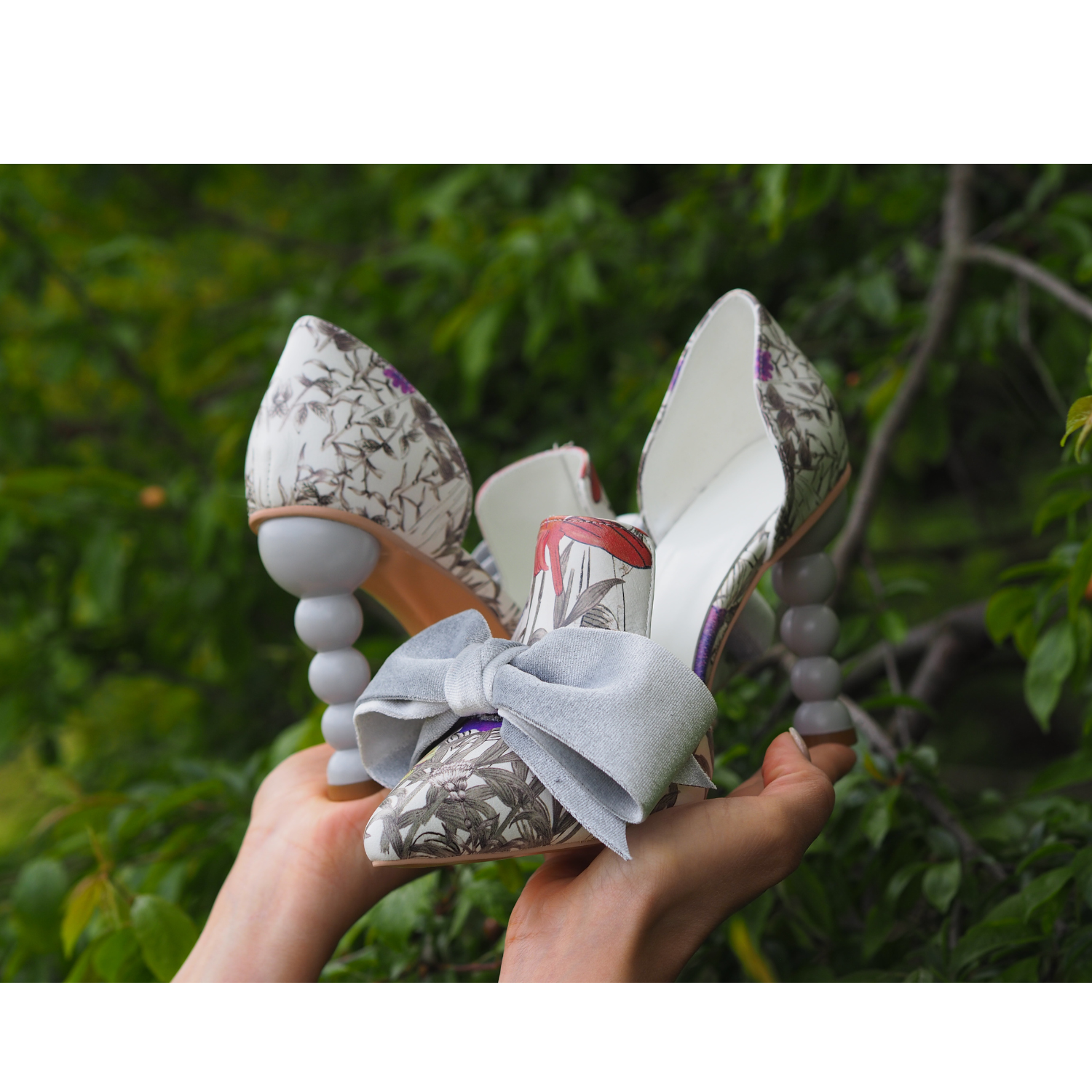 Nantes französische Slipper mit Fliege - Blumenmuster