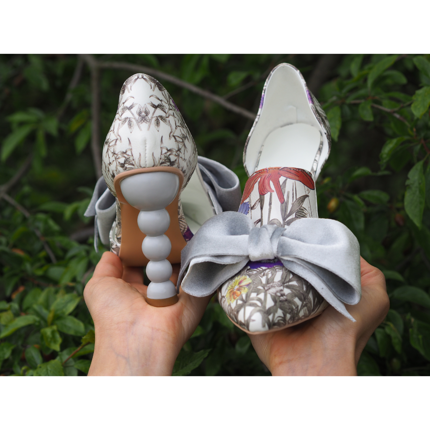 Nantes französische Slipper mit Fliege - Blumenmuster