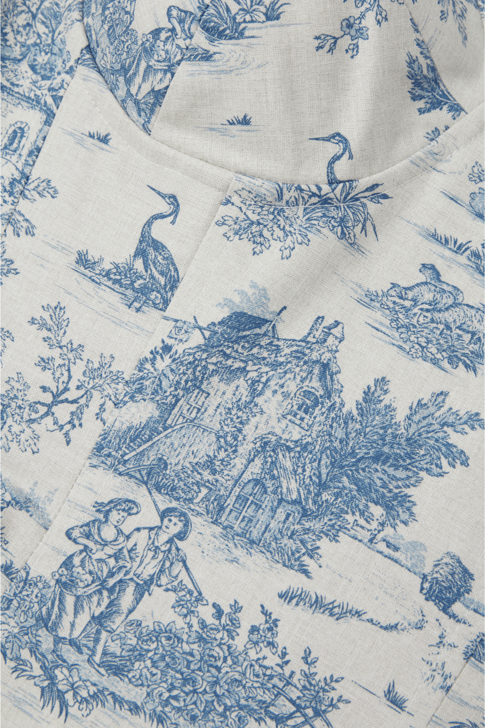 Blue Toile Corset Top – Strapless Boned Bustier in French Pastoral Print - Azure