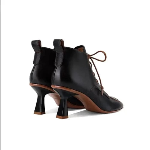 50-s Pointed Vintage Ankle Boots - Black