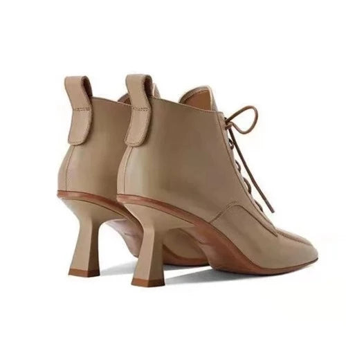 50-s Pointed Vintage Ankle Boots - Natural