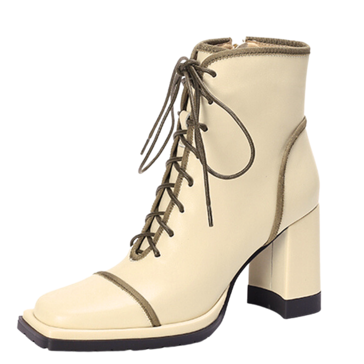 Lace up cream boots deals