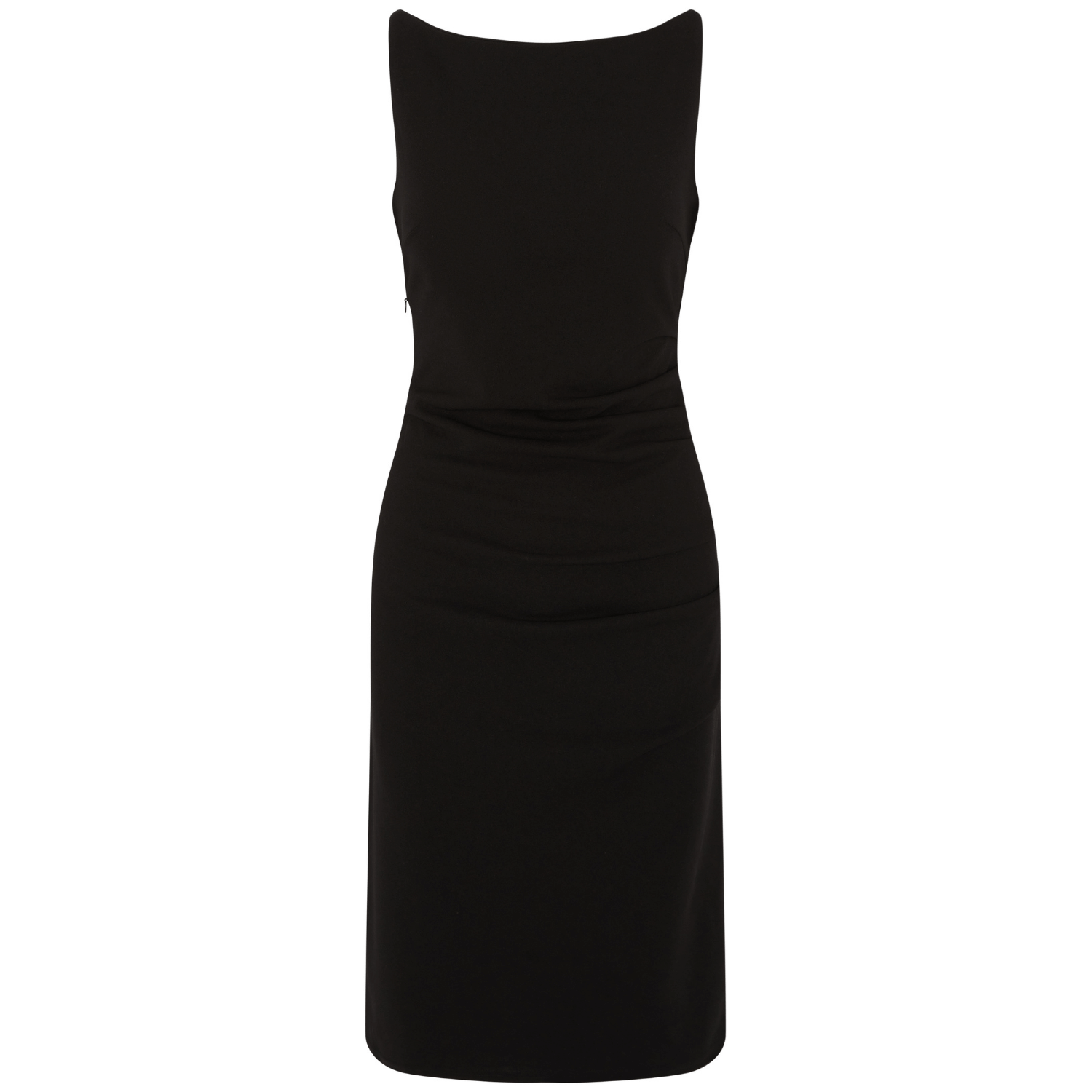 Black Dress With Ruched Waist Boat Neck