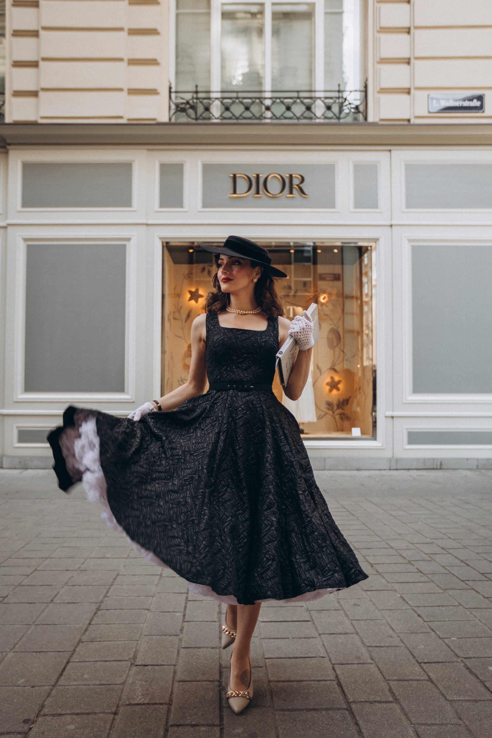 black empire dress Sleeveless Black Skater Midi with Square Neckline - Lera dress snova vintage