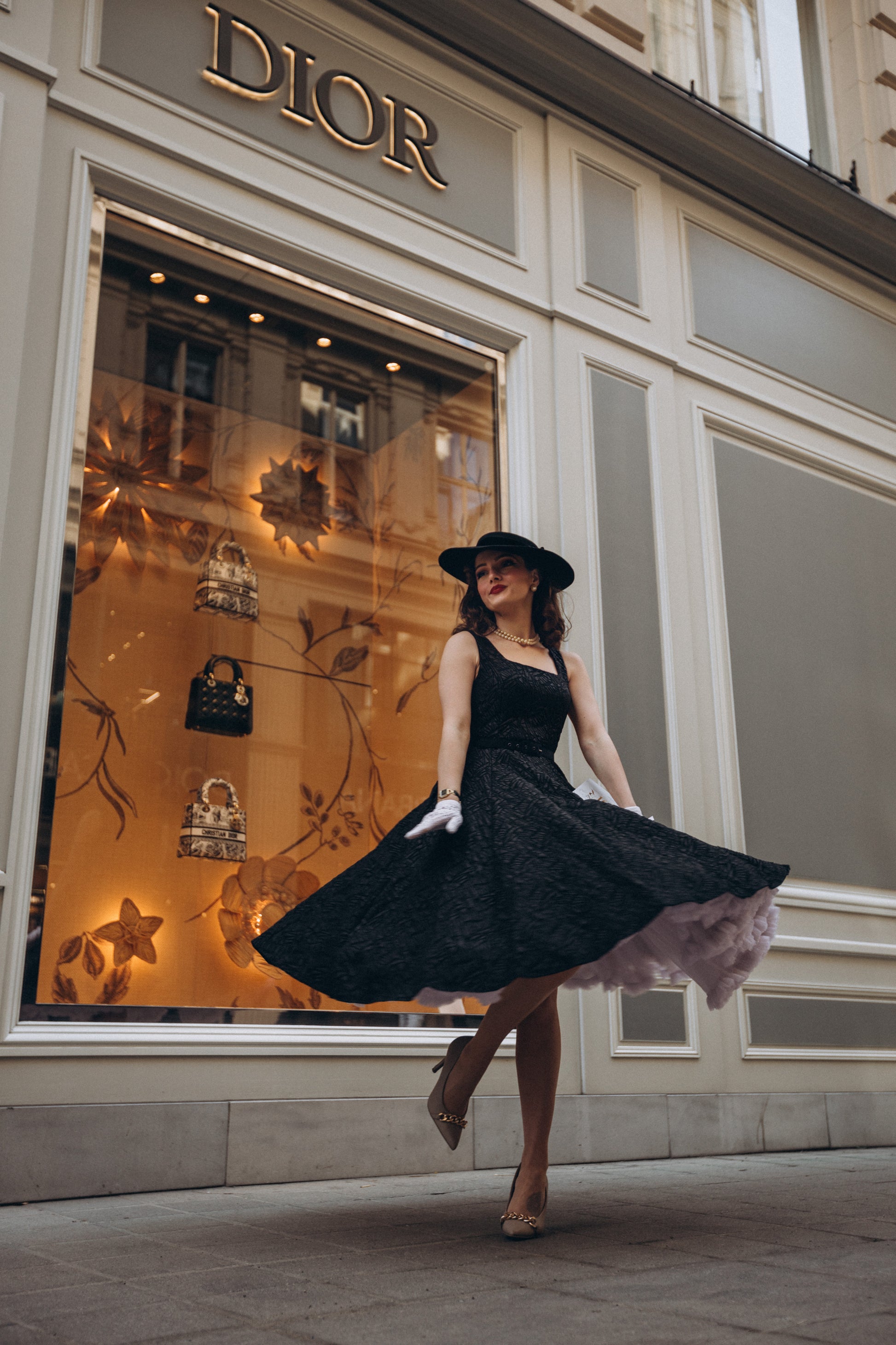 black empire dress Sleeveless Black Skater Midi with Square Neckline - Lera dress snova vintage