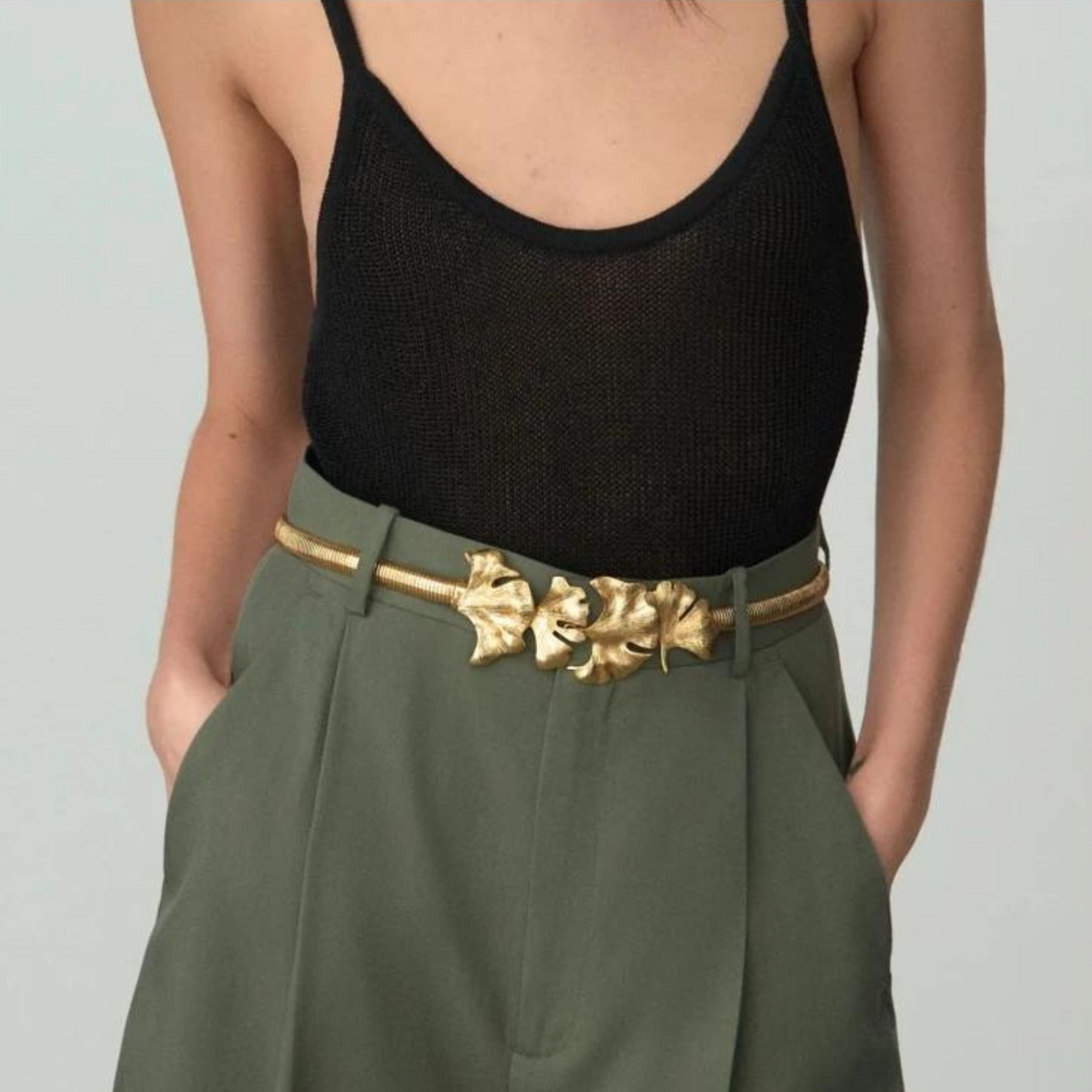 How To Style a Gold Gingko Leaf Belt