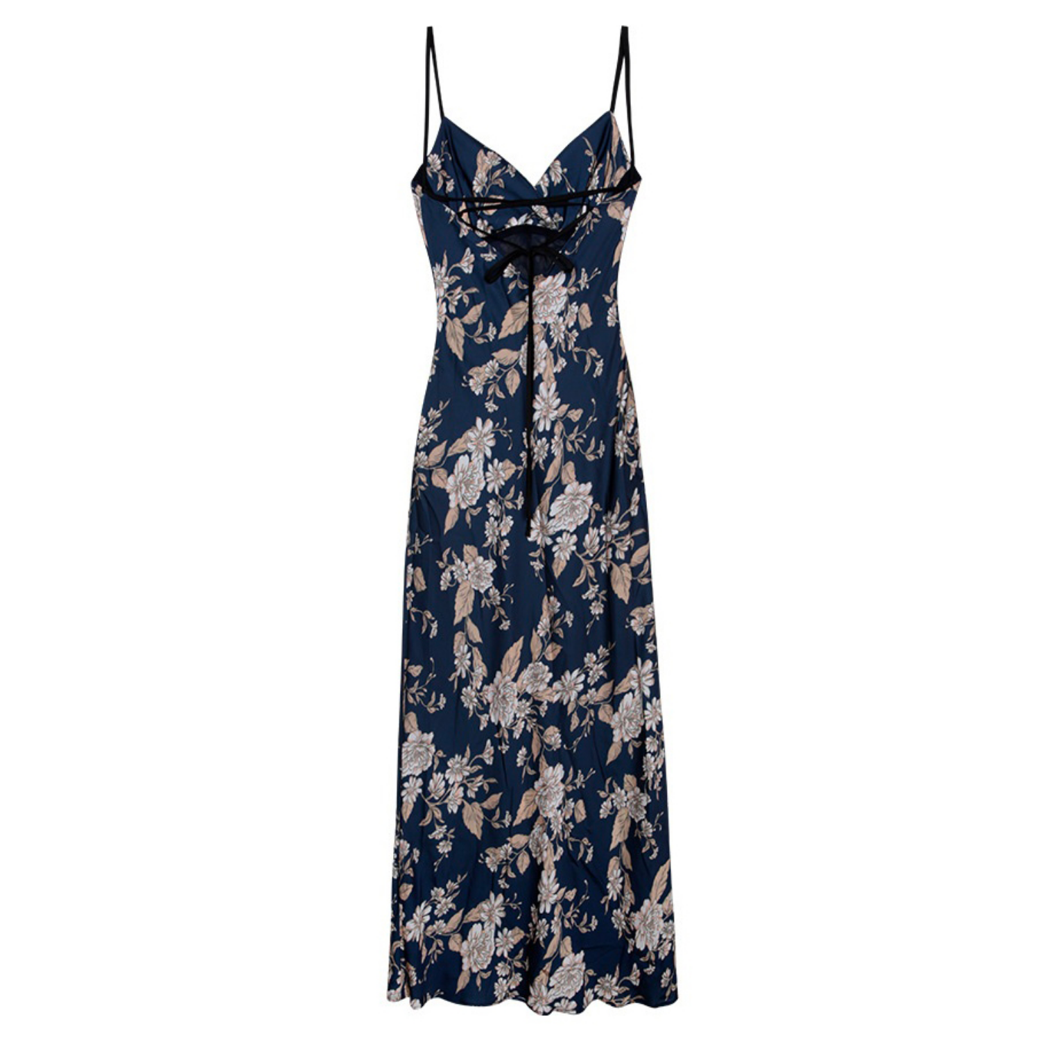 Printed Silken Camisole Dress - Navy Almond