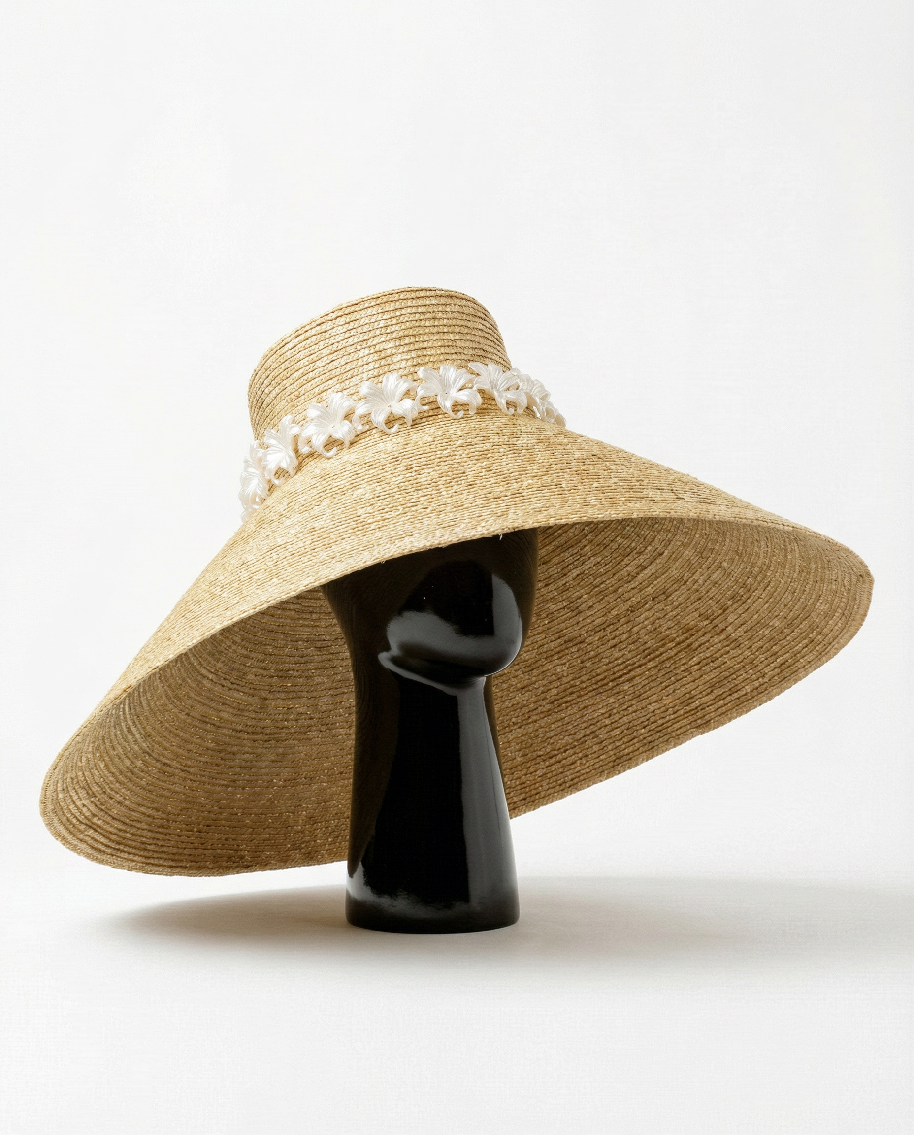 Wide Brim Summer Hat with Lillies