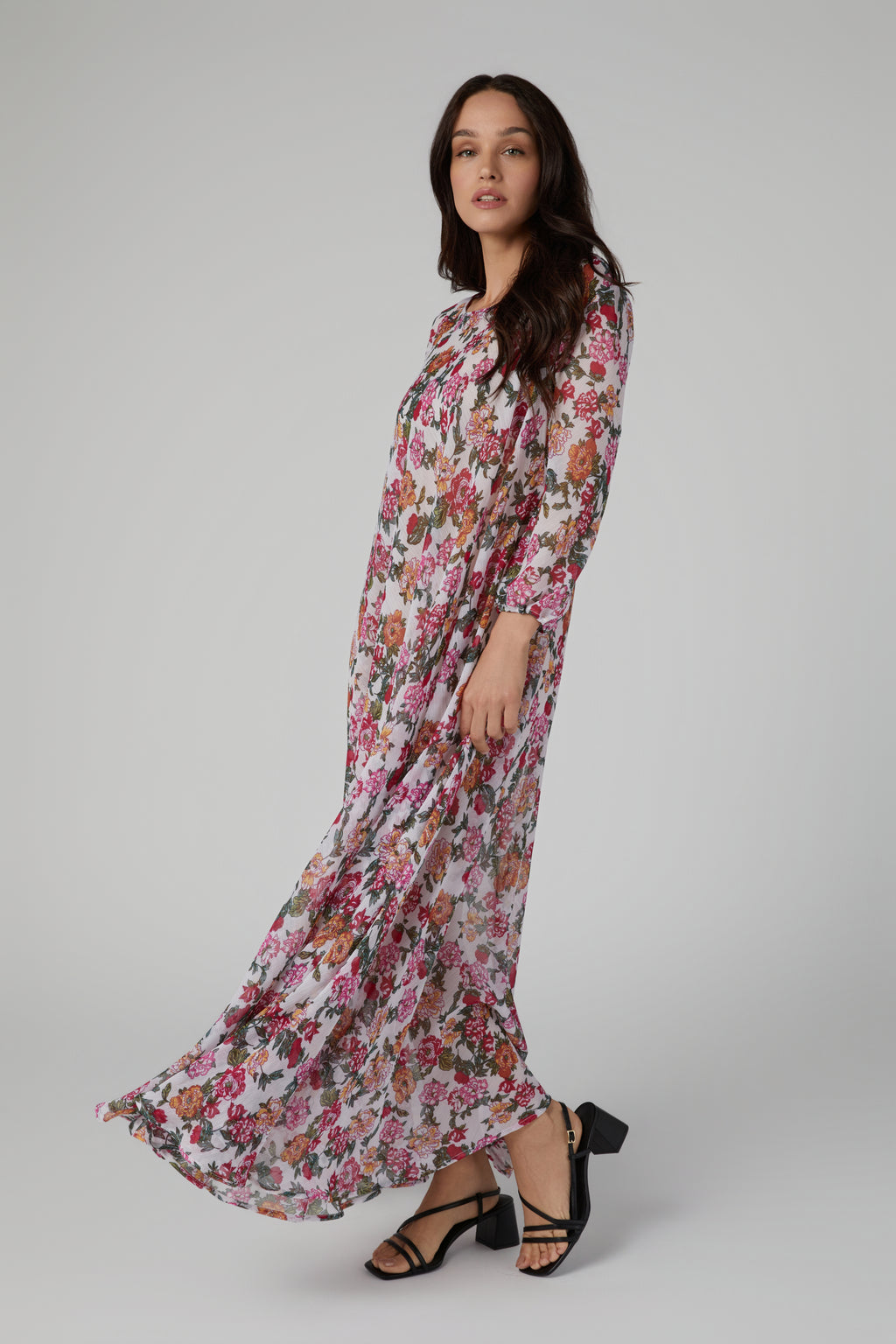 Floral Printed Crinkle Chiffon Shift Maxi