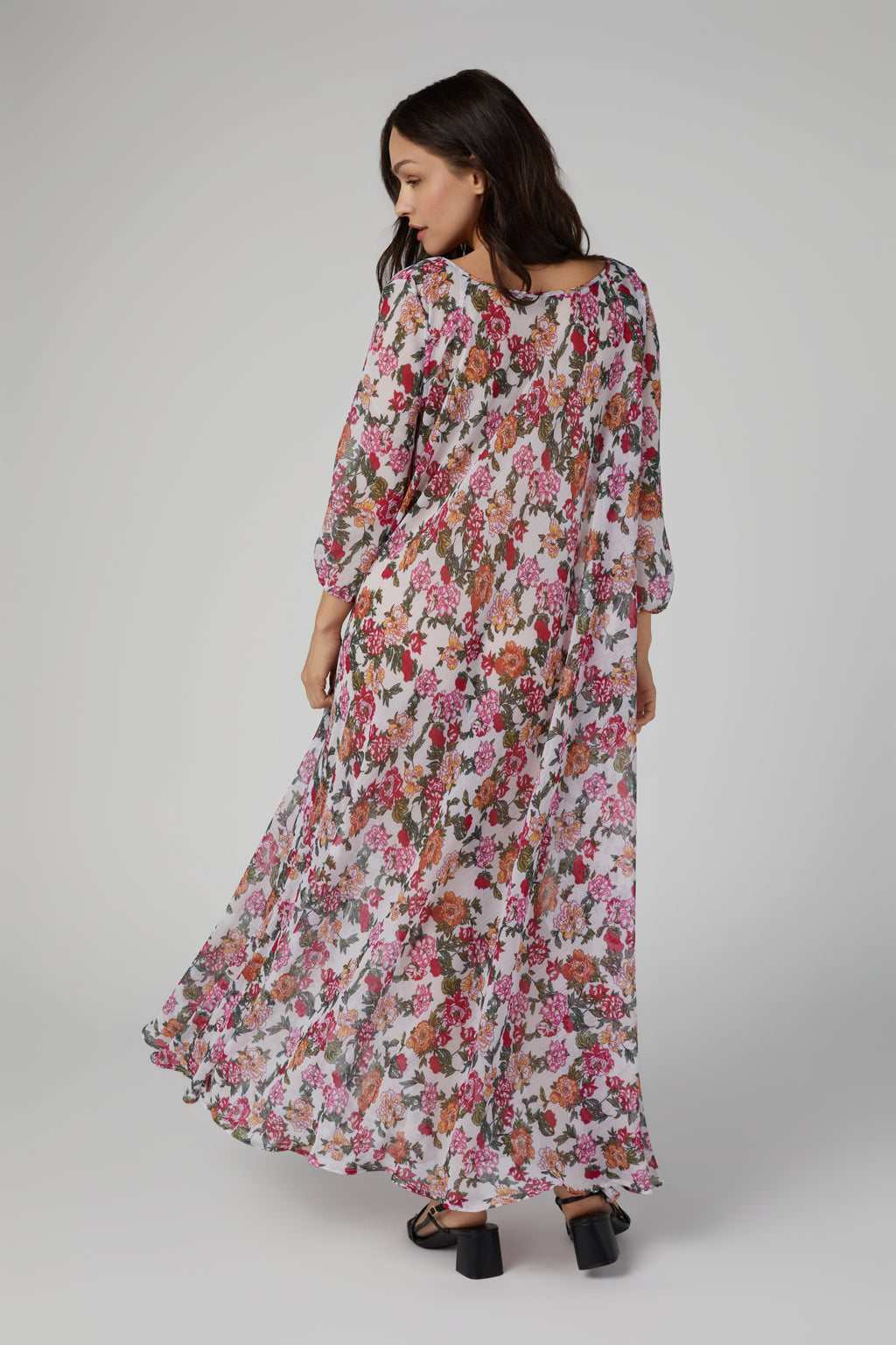 Floral Printed Crinkle Chiffon Shift Maxi