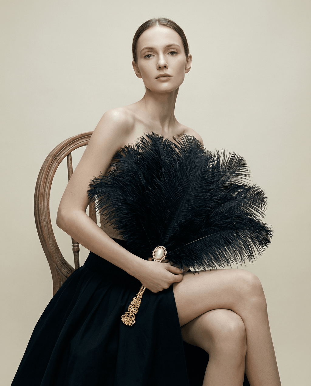 Vintage Inspired Ostrich Feather Hand Fan