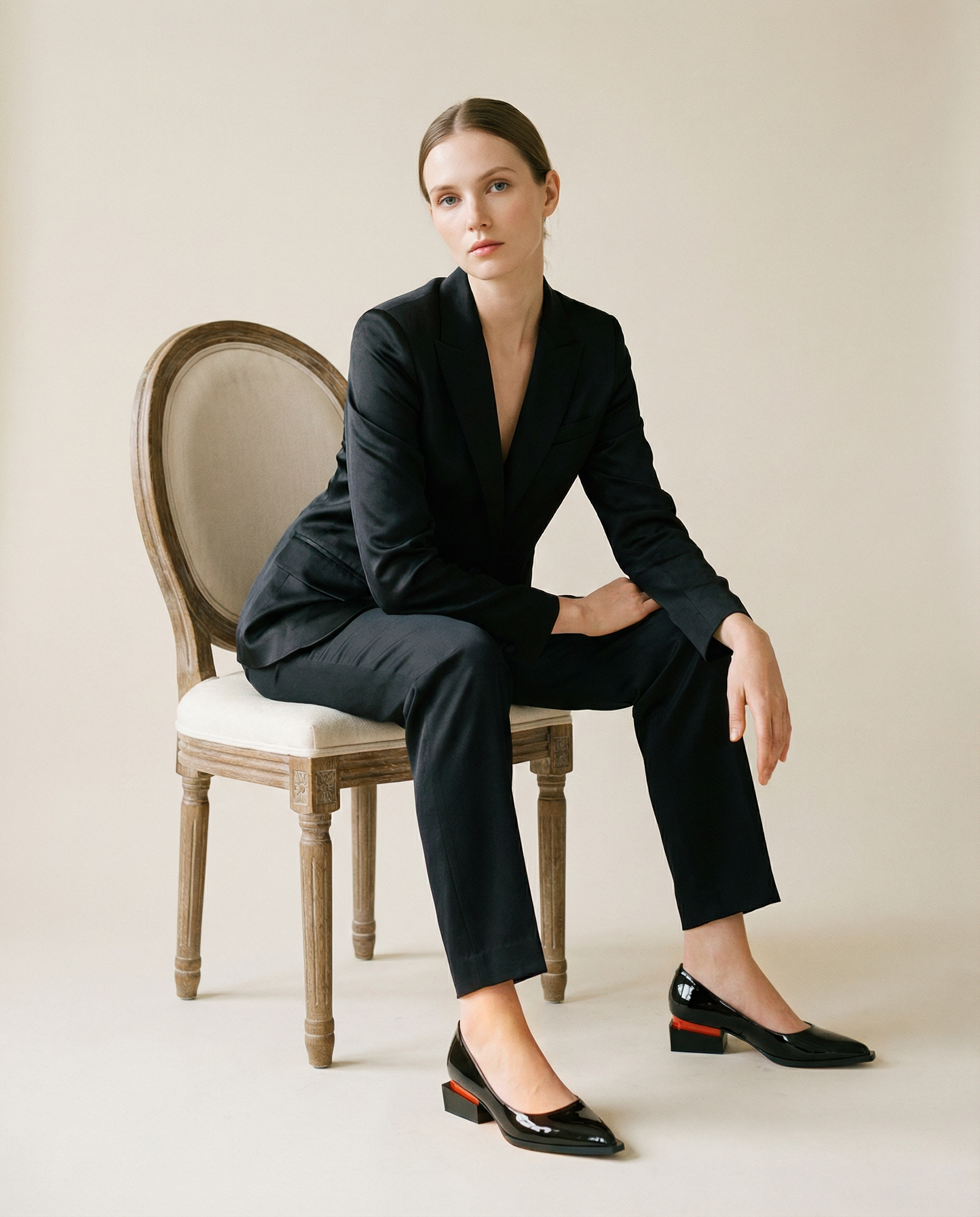 Patent Leather Low-Heel Pumps with Sculptural Block Heel