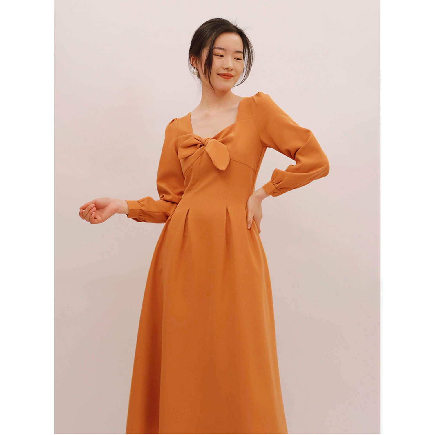 Twist Sweetheart Aline Wrap Midi Multiway Dress With Long Sleeves