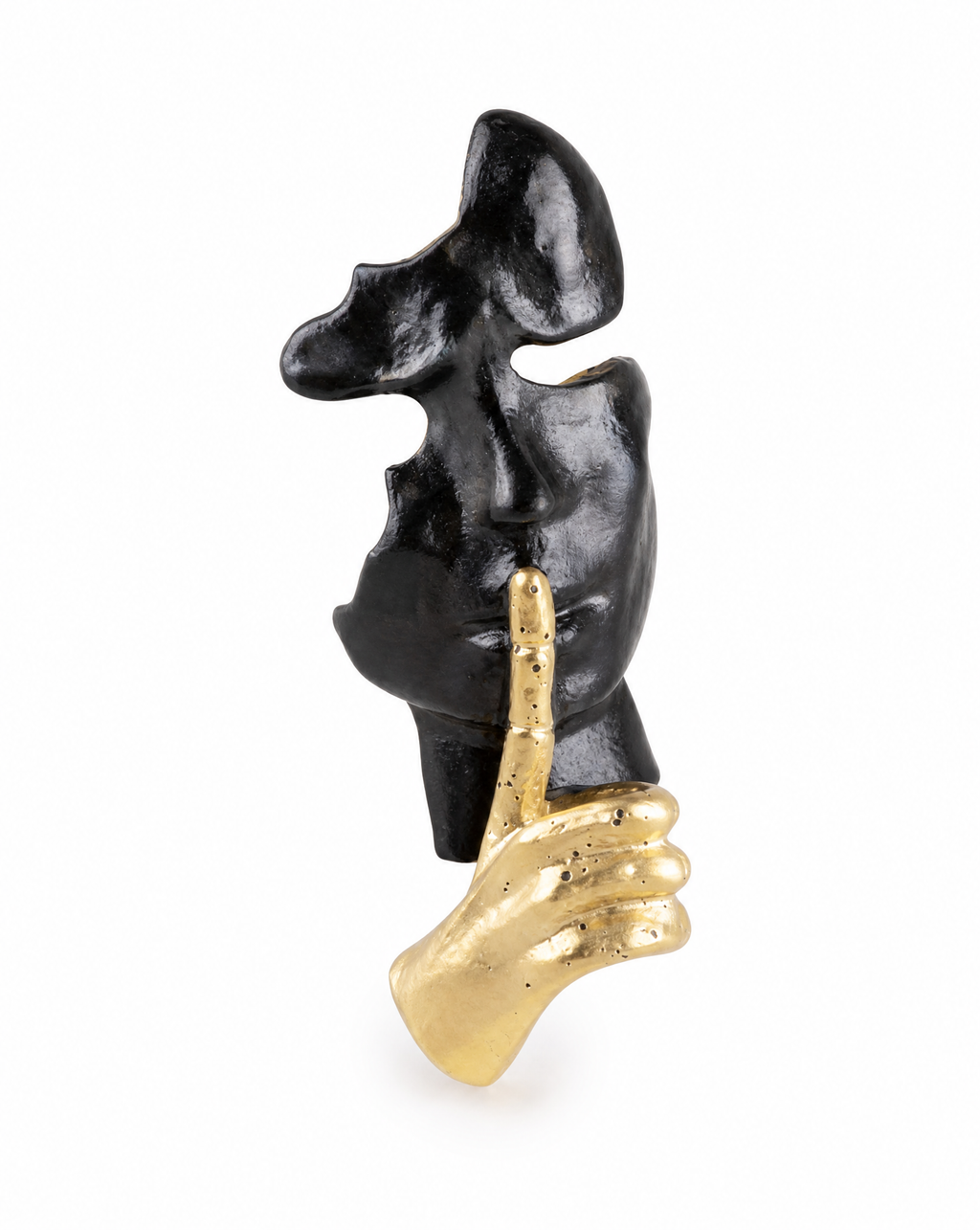 Abstract Face Statement Brooch - Black and Gold Modern Art Lapel Pin