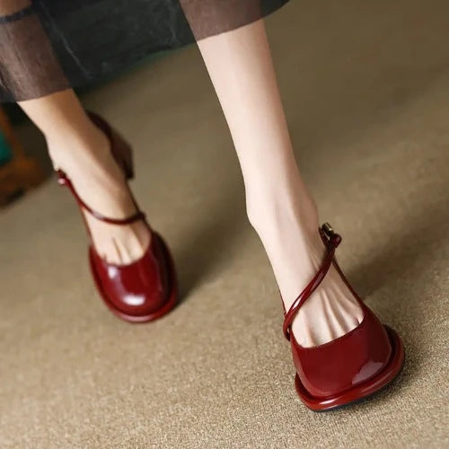 Vintage Square Toe Block Heel Mary Janes