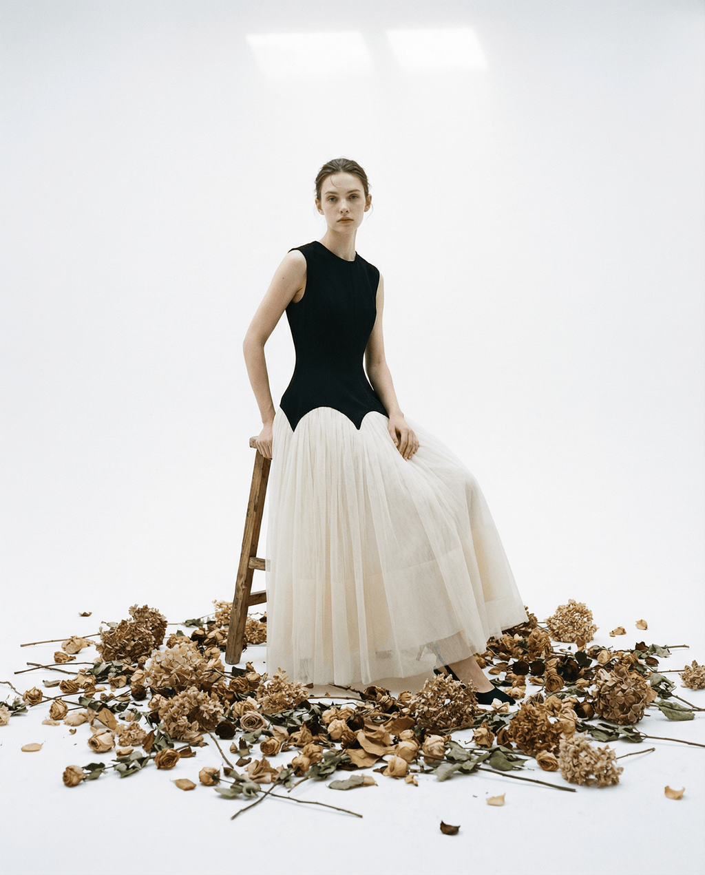 Sleeveless Dress with a Tulle Skirt