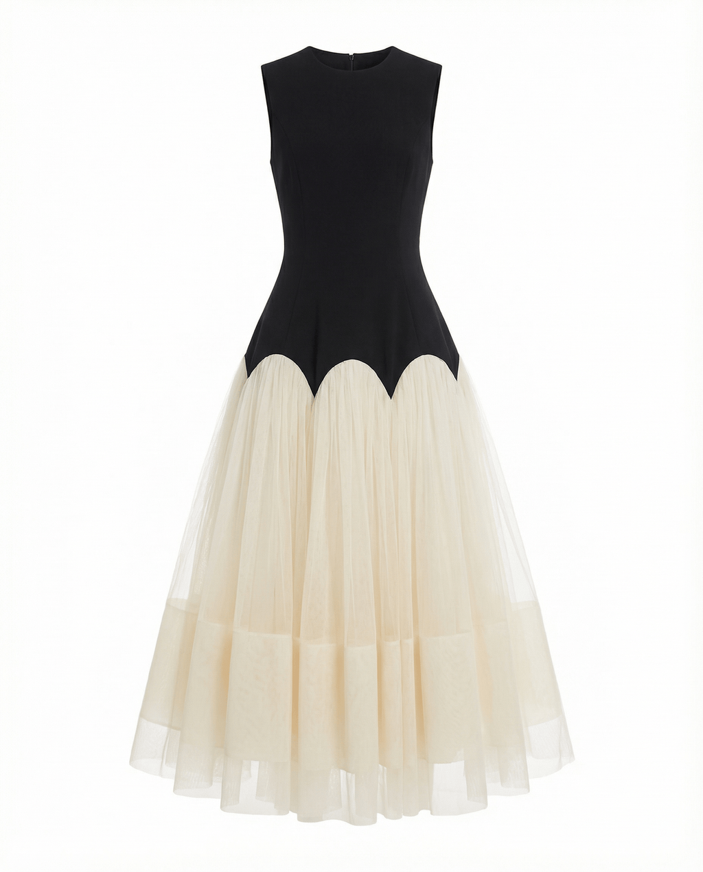 Sleeveless Dress with a Tulle Skirt
