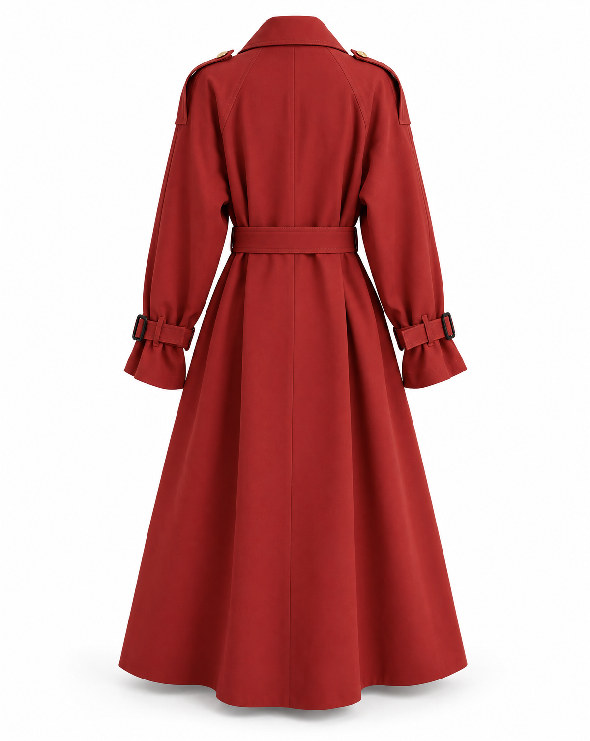 Cotton Twill Trench Coat – Crimson Red