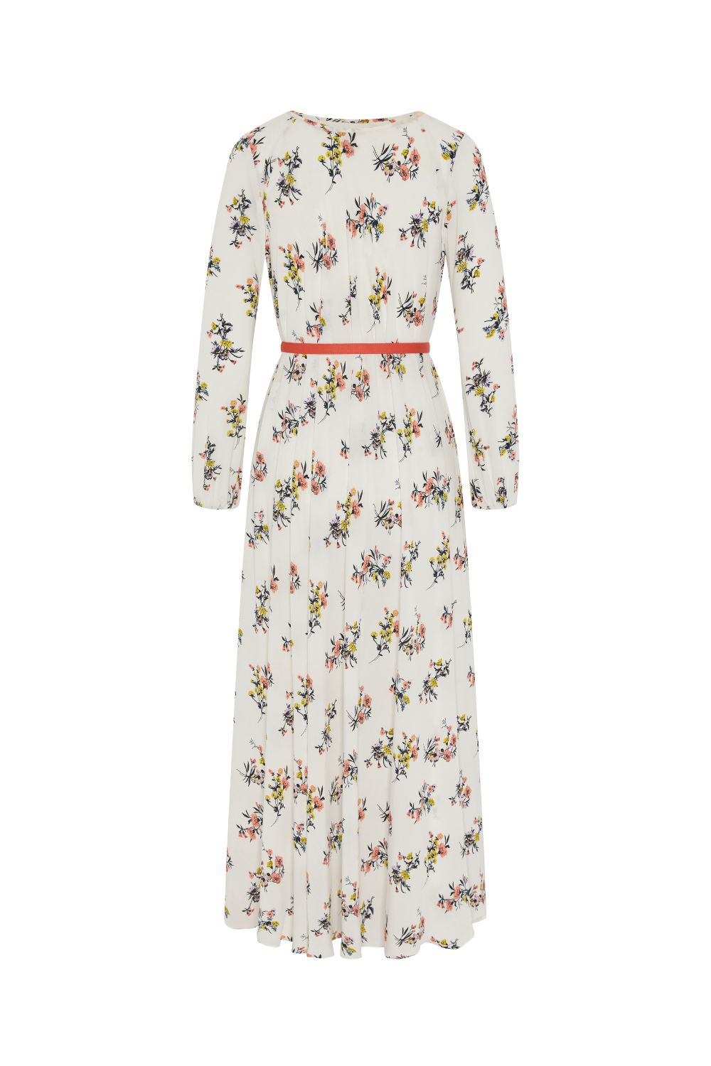 Floral Printed Crinke Chiffon Maxi Dress – Long Sleeves and Belt