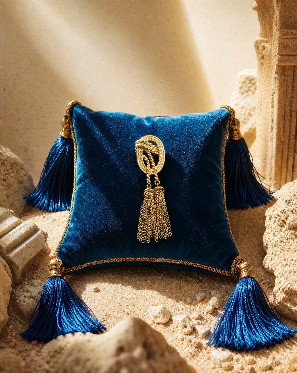 Golden Tassel Knot Brooch - Chain Fringe Statement Pin