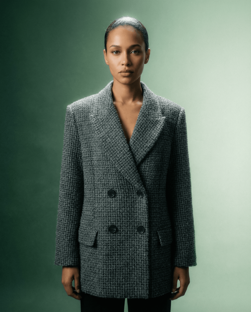 Textured Double Breasted Tailored Blazer