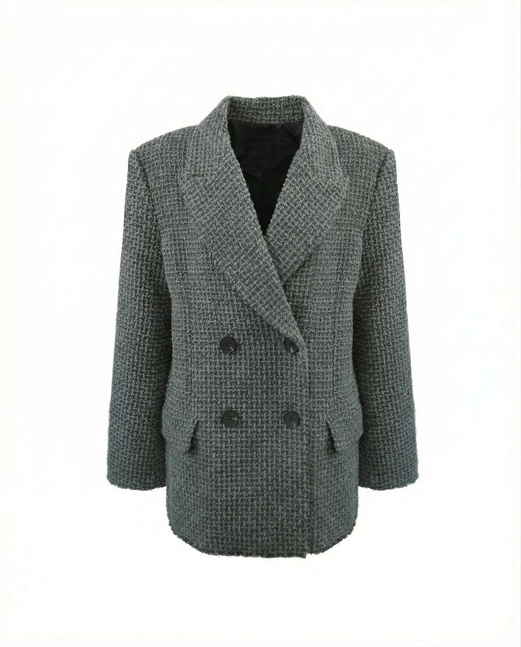 Textured Double Breasted Tailored Blazer