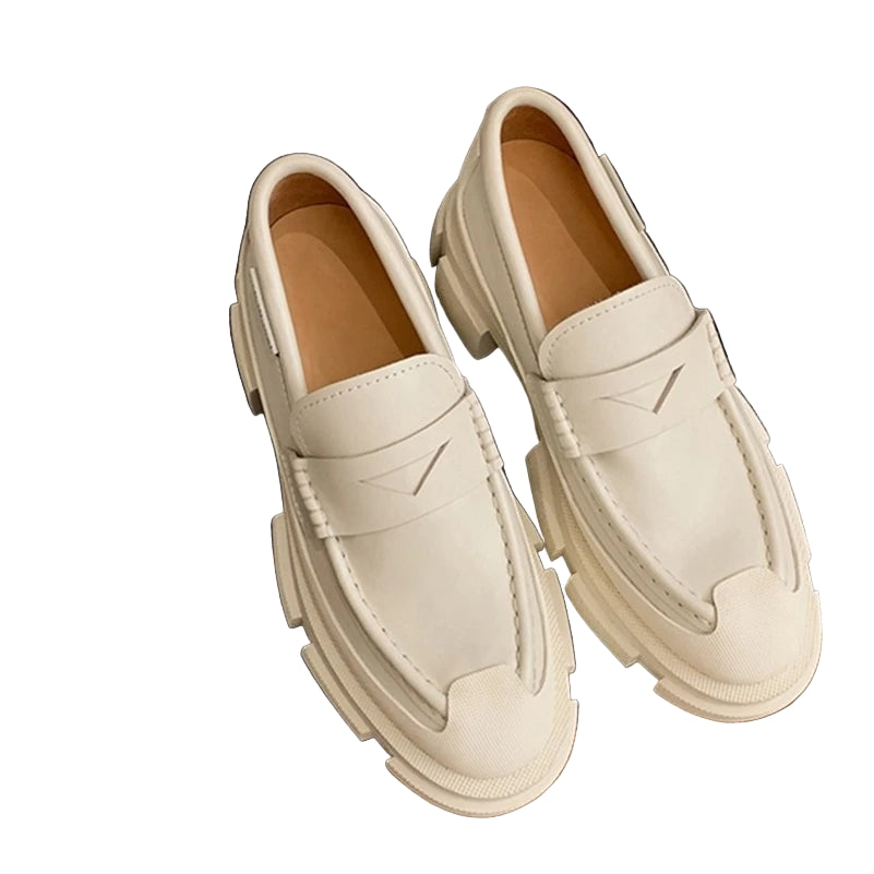 Chunky Leather Loafers cream loafers womens 