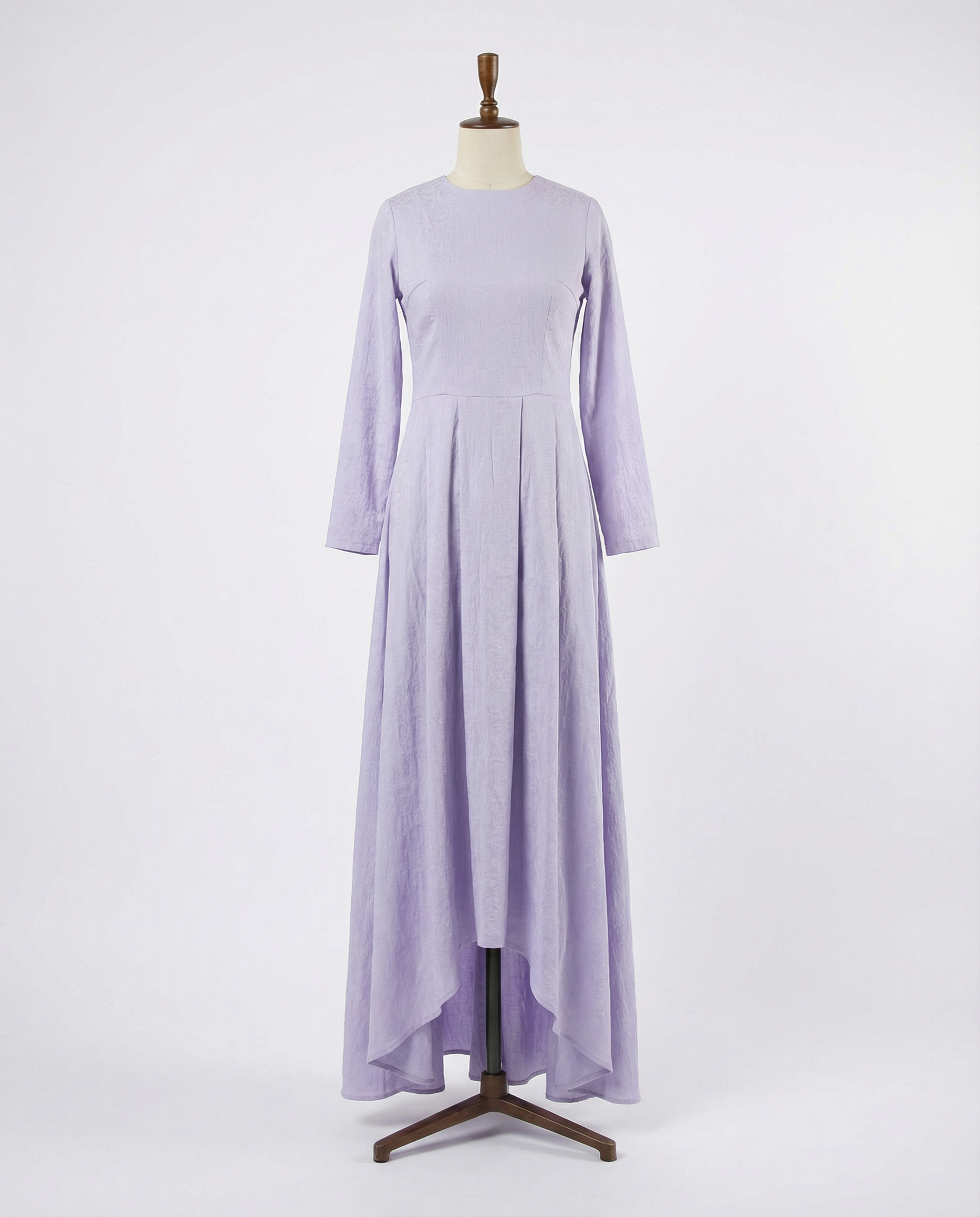 Long Sleeve Jacquard Maxi with Pleated Skirt