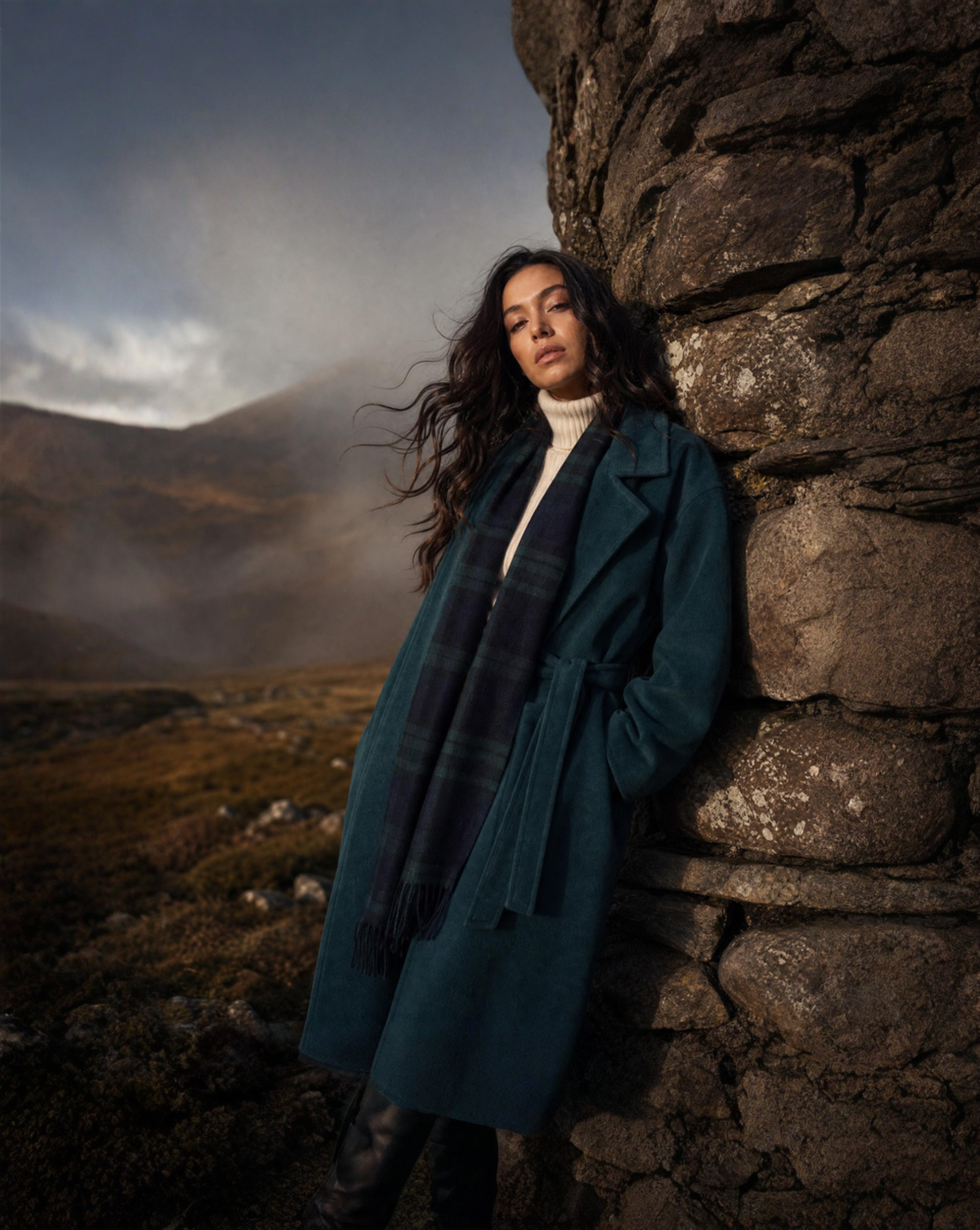 Oversized Dark Teal Wool Coat