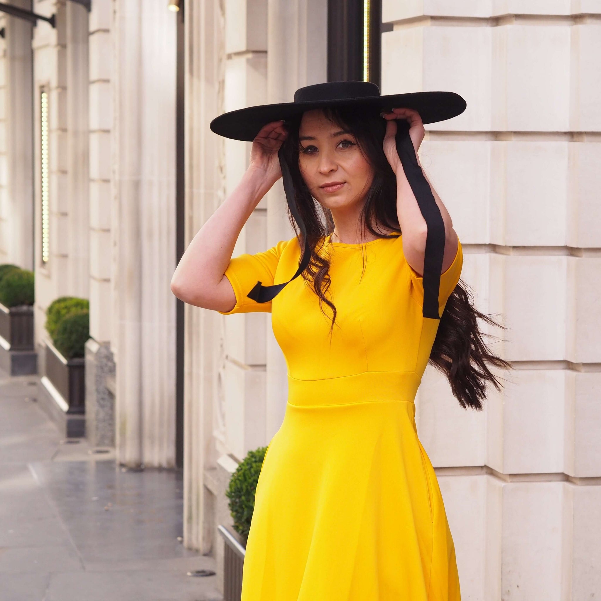 Wide Brim Straw Hat With A Flat Top And A Brim Wide Brim Flat Top
