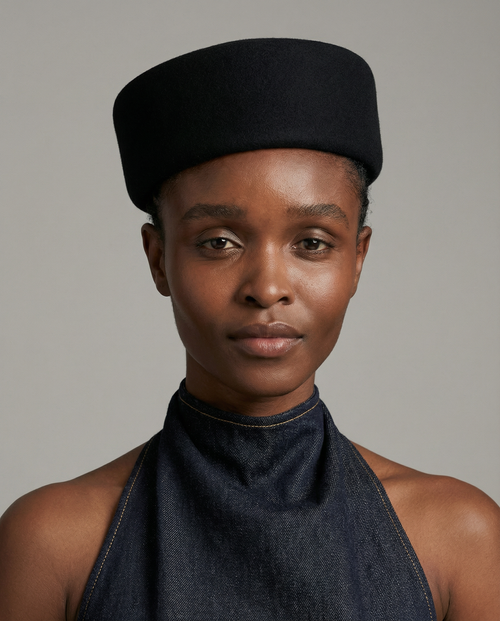 Structured Pillbox Hat 100% Wool Adjustable