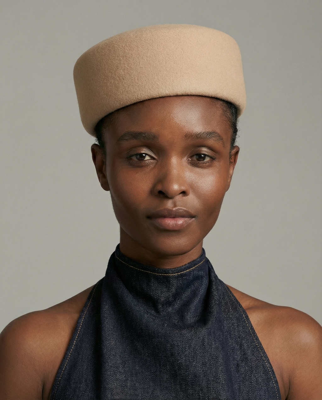 Structured Pillbox Hat 100% Wool Adjustable