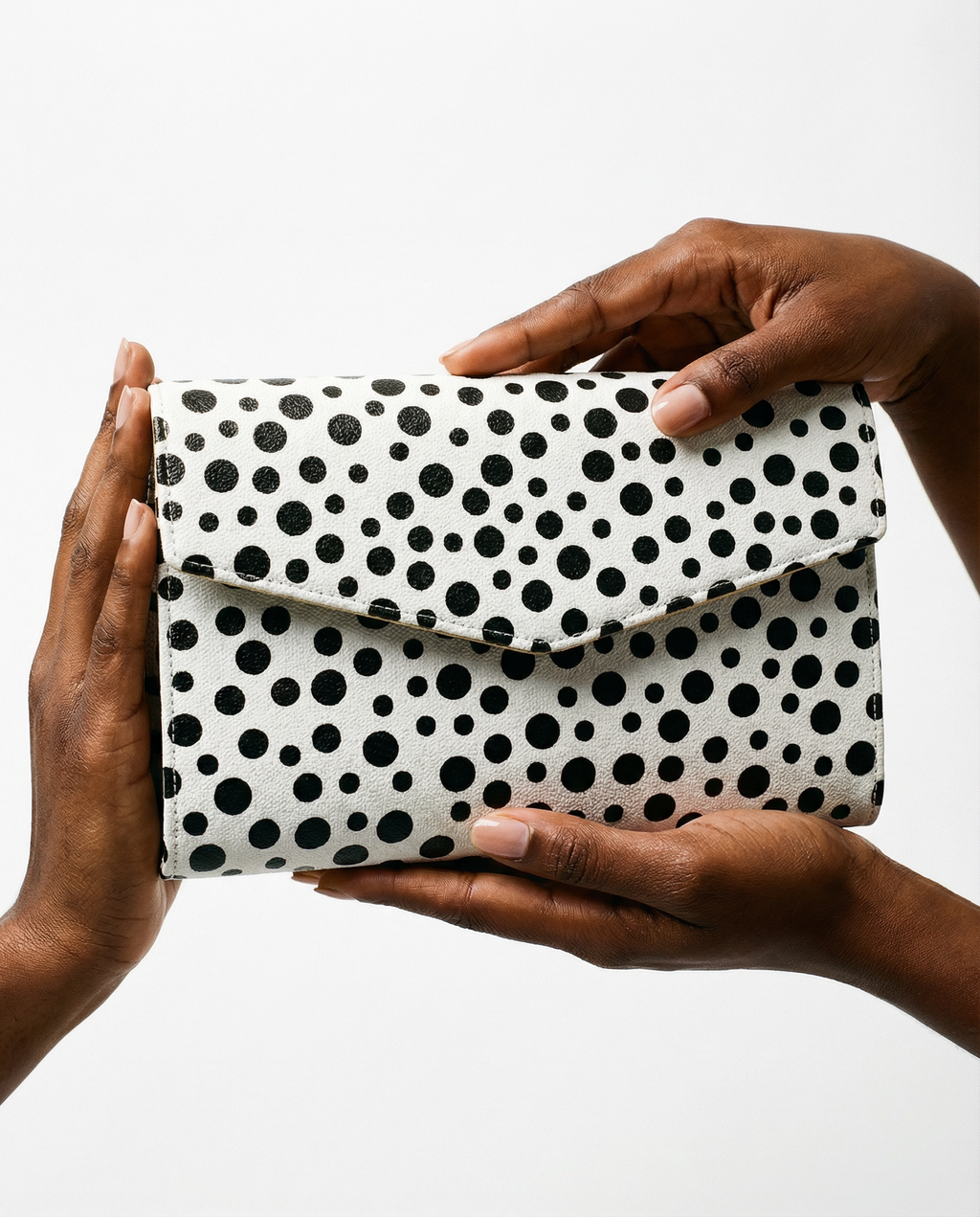 Polka Dot Leather Clutch