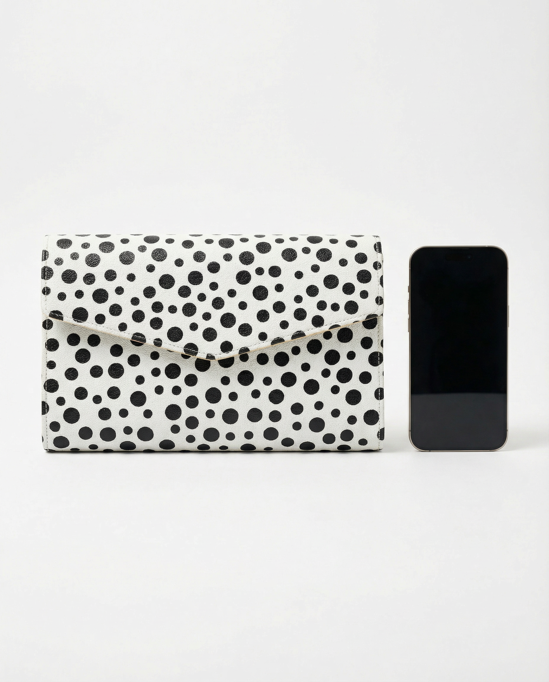 Polka Dot Leather Clutch