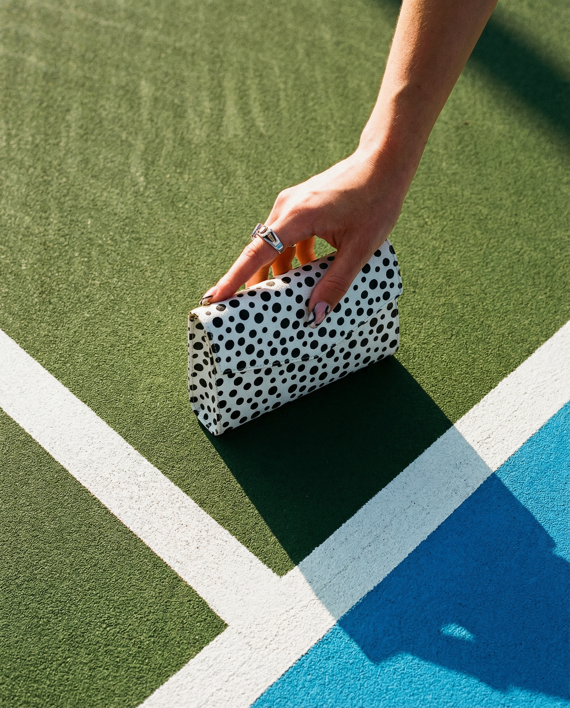 Polka Dot Leather Clutch