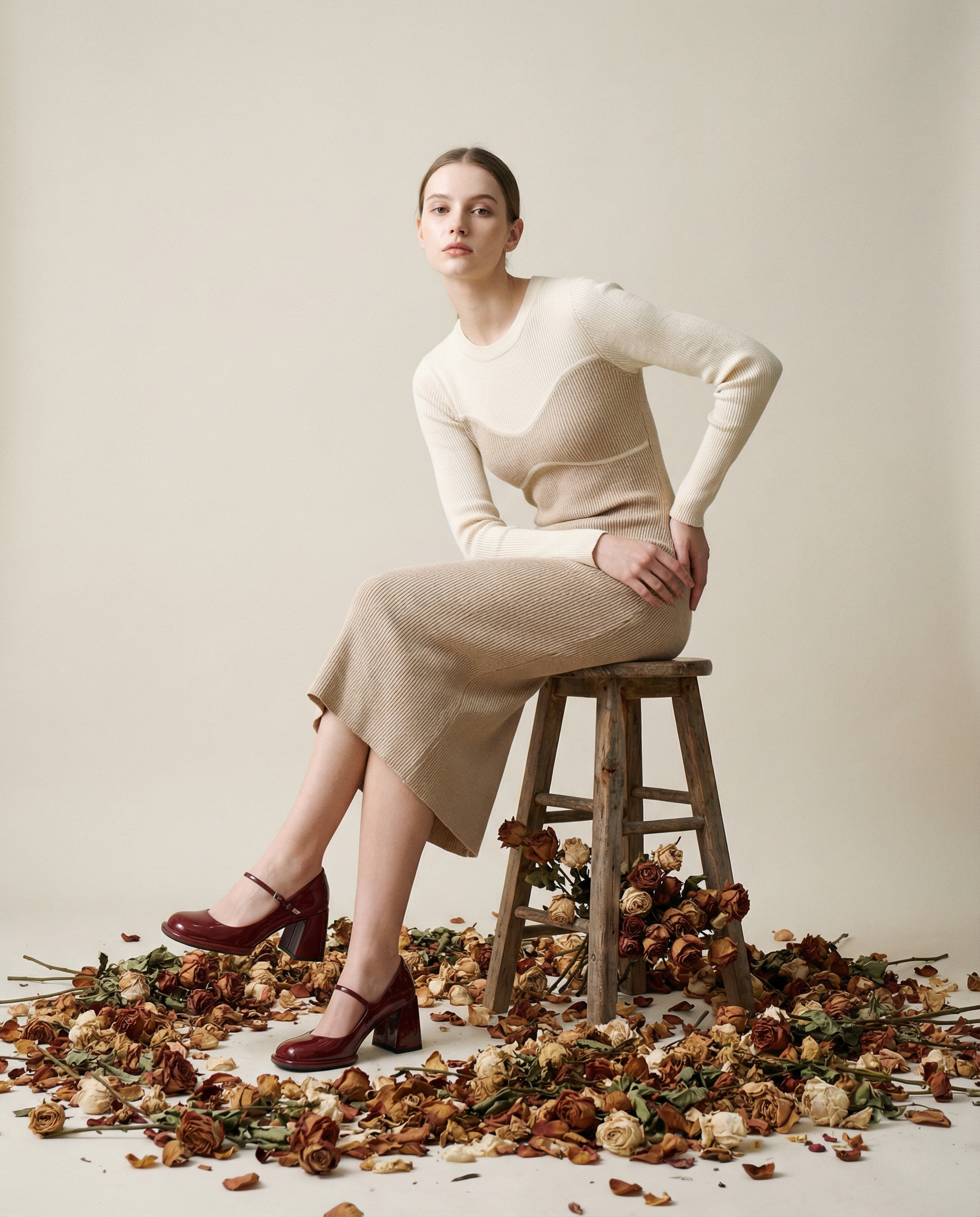 Kirschrote Mary Janes im Vintage-Stil mit quadratischer Zehenpartie und Blockabsatz