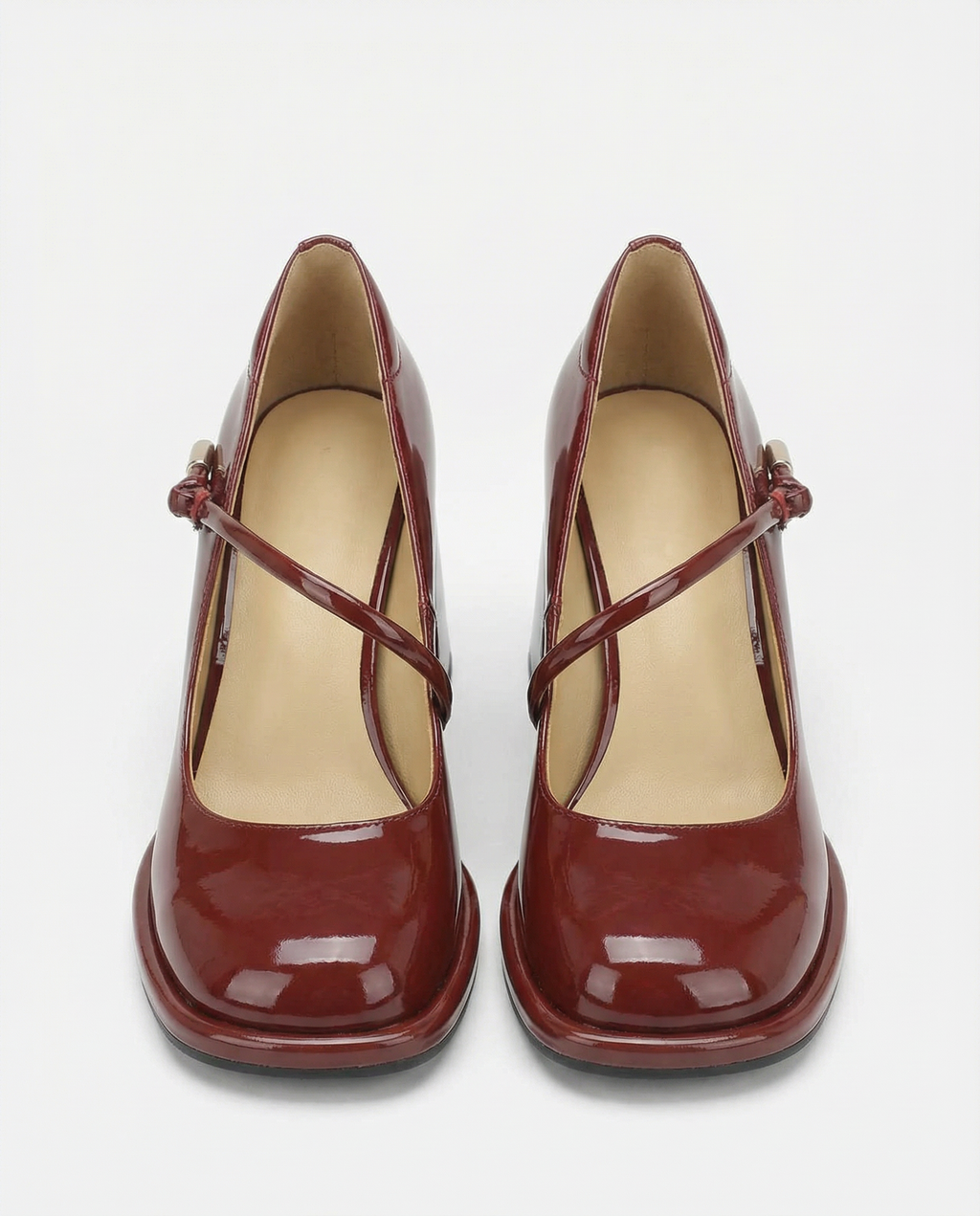 Block Heel Mary Janed Cherry Red