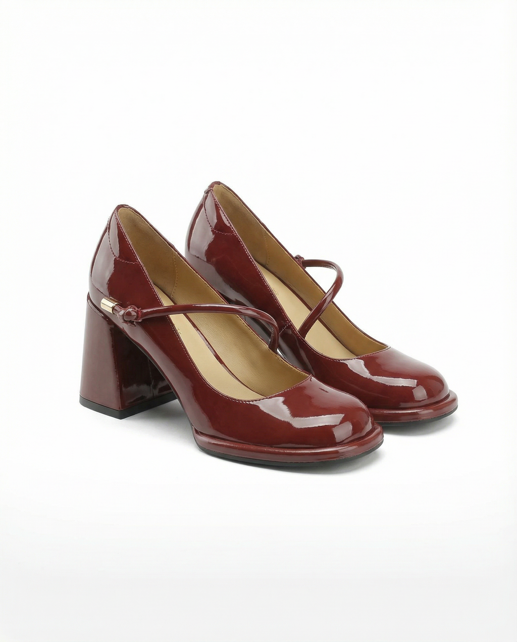 Block Heel Mary Janed Cherry Red