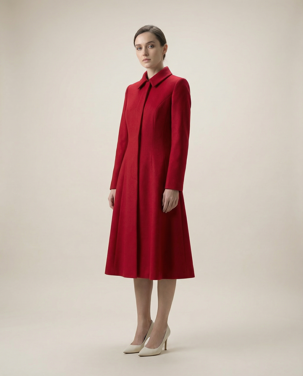Tailored Red Wool Coat Dress