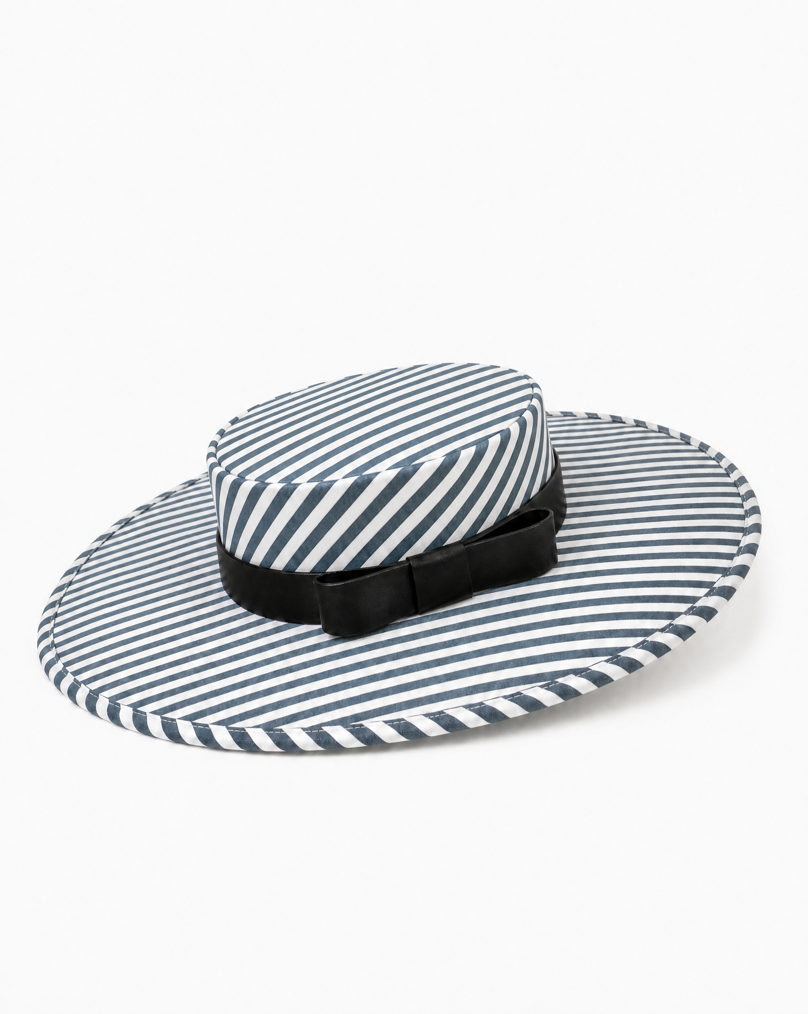 Riviera Linen Boater Hat with Silk Satin Bow