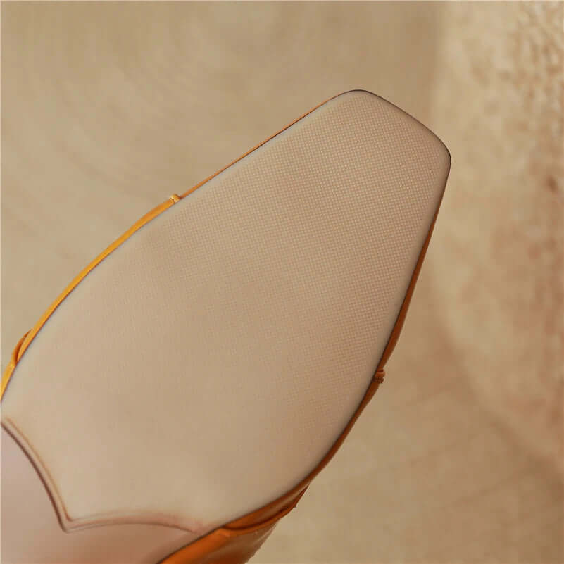 Square Toe Sling Back Flat Pumps - Ivory Leather
