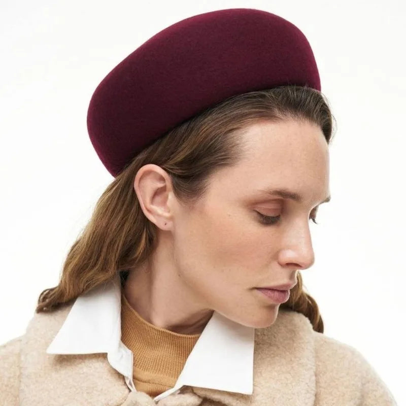 Pillbox Hat 100% Wool Trapeze Shaped