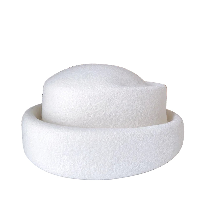 Pillbox Hat with Rolled Brim 100% Wool - Adjustable