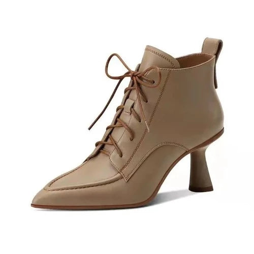 50-s Pointed Vintage Ankle Boots - Natural