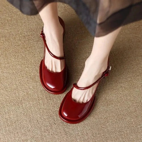 Vintage Square Toe Block Heel Mary Janes