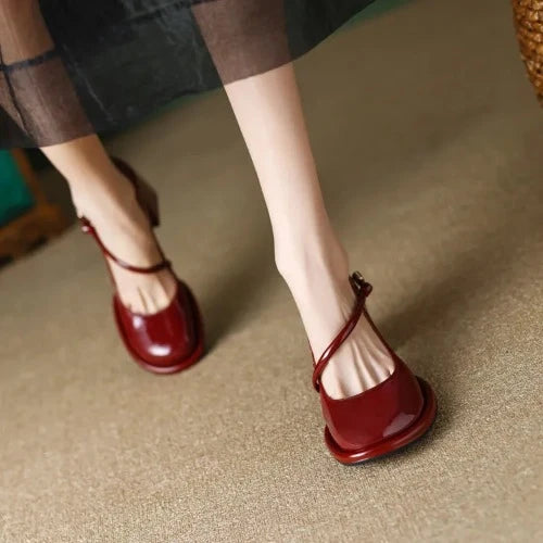 Vintage Square Toe Block Heel Mary Janes