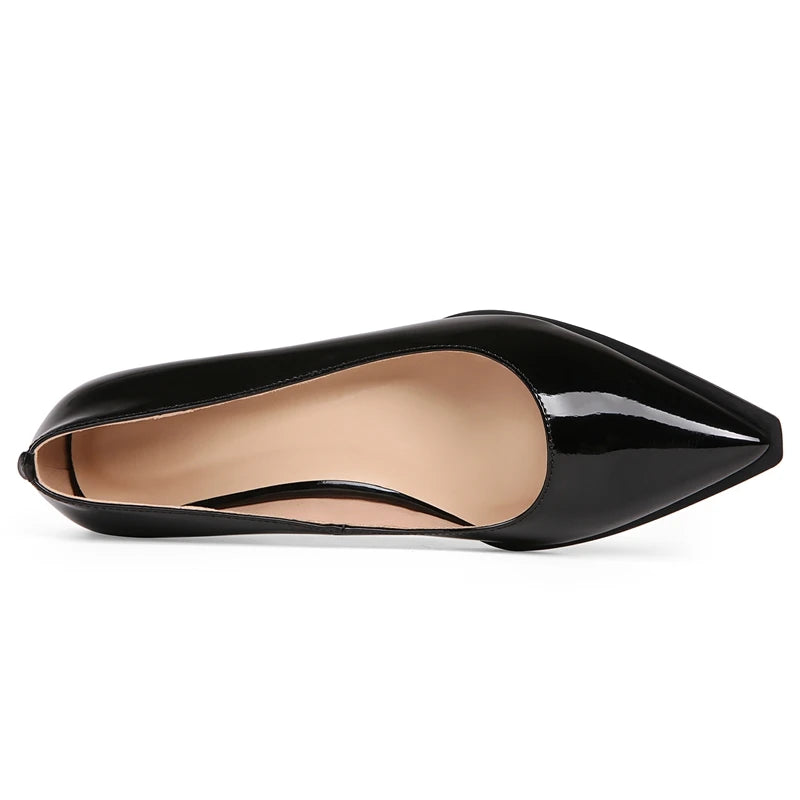 Patent Leather Low-Heel Pumps with Sculptural Block Heel