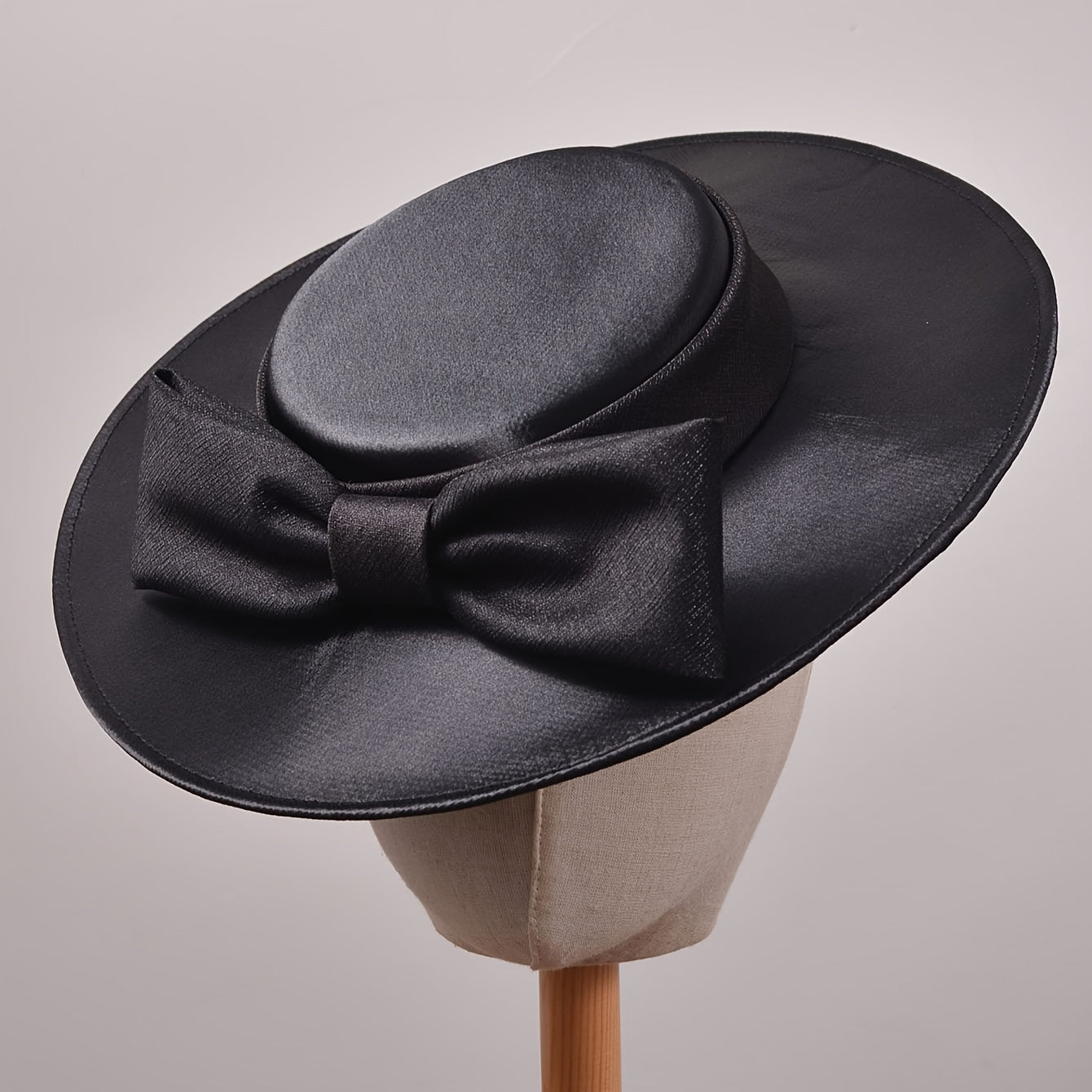 Satin Boater Hat with Bow